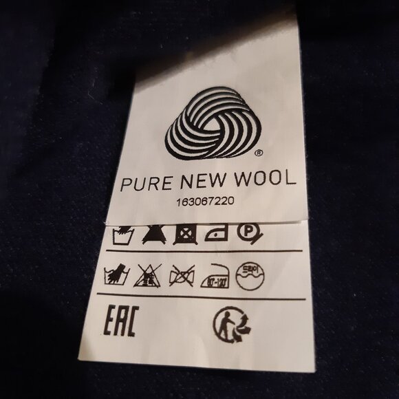 NWOT United Colors of Benetton Crew Neck Merino Wool Sweater Dark Blue M Unisex - Picture 13 of 13